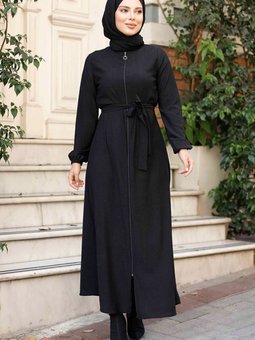 Edna Fermuarlı Ferace 1265 Siyah