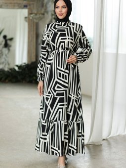 Elar Dokuma Viskon Elbise 1314 Siyah