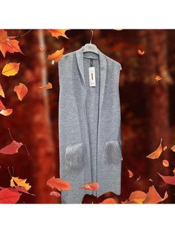 Kürk Detaylı Triko Yelek