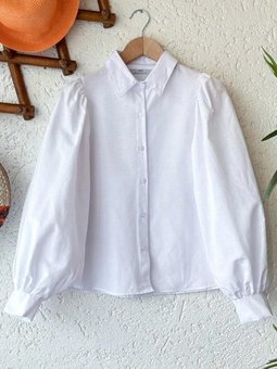 Klasik Yaka Crop Beyaz Gömlek