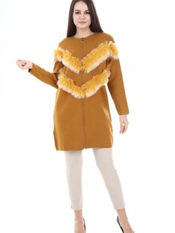 Women Kürk Detaylı Hırka Safran 21 1061