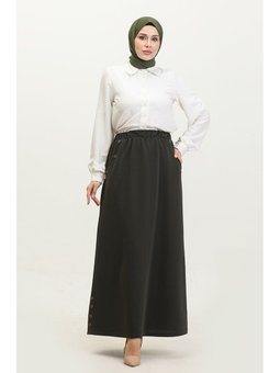 Ahlem Büyük Beden Düğme Detaylı Etek