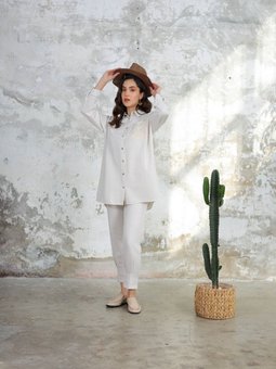 Ekrutex Cep Detaylı Keten Gömlek