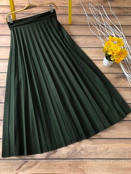 Haki Piliseli Uzun Etek