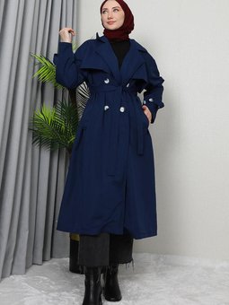 Kruvaze Gabardin Trenç Lacivert