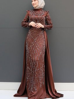 Tuana Abiye Elbise Acı Kahve