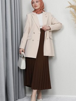 Kelebek Broş Detay Ceket Krem