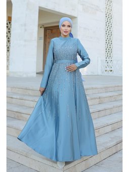 Büyük Beden Yaren Saten Abiye Elbise Mint Yeşili