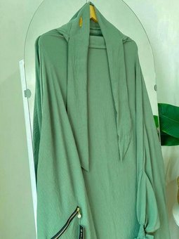 İnara Afgan Takımı Kaydırmaz Peçeli Ve Cepli Yeşil Renk