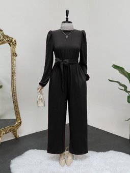 Dik Yaka Beli Lastikli Kuşaklı Tulum