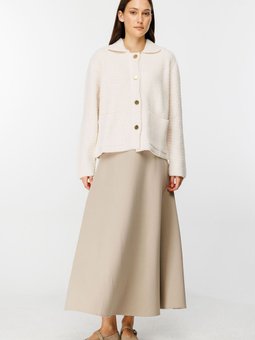 Gömlek Yaka Düğmeli Krem Hırka