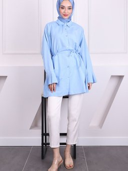 Bebe Mavi Kol Piliseli Terikoton Tunik