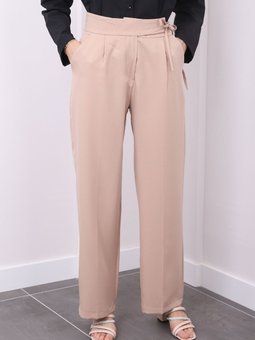 Bej Bol Paça Kumaş Pantolon