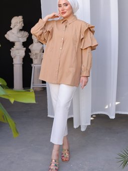 Bisküvi Omuz Detaylı Terikoton Gömlek