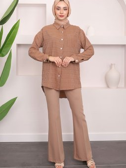 Camel Cepli Çizgili Gömlek