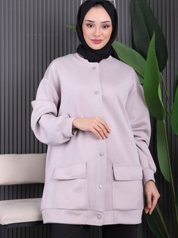 Gri Çıtçıtlı Scuba Ceket