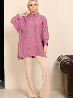 Gül Kurusu Yarasa Kol Yırtmaçlı Tunik