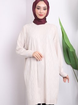 Krem Soğuk İplik Merserize Triko Tunik