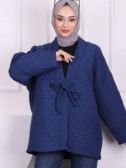 Lacivert Ön Bağlamalı Ceket
