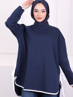 Lacivert Yan Bağlamalı Sweatshirt