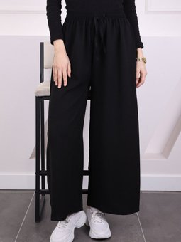 Siyah Bol Paça Ayrobin Pantolon