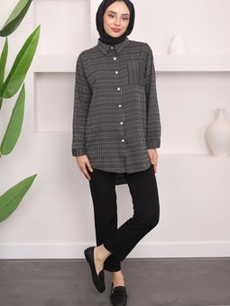 Siyah Cepli Çizgili Gömlek