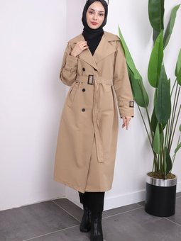 Vizon Cepli Bel Kuşaklı Trençkot