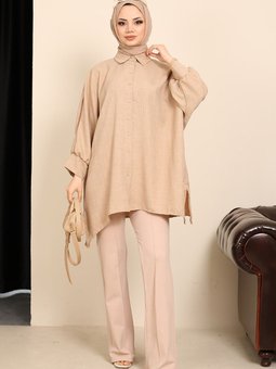 Vizon Yarasa Kol Yırtmaçlı Tunik