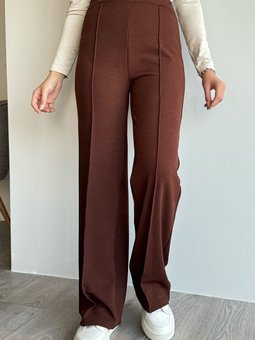 Yüksek Bel İspanyol Paça Taba Palazzo Pantolon