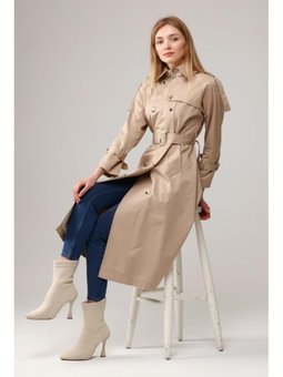 Astarlı Pamuklu Kap Bej Trençkot