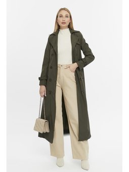 Mevsimlik Uzun Boy Haki Trençkot