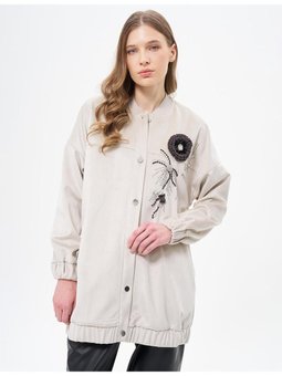 İşleme Detaylı Kadife Ceket Taş