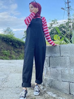 Kanguru Cepli Bahcıvan Tulum Siyah