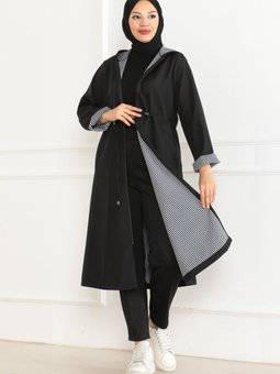 Kadın Kapişonlu Fermuarlı Trençkot