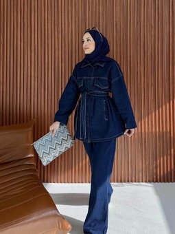 Mavi Kuşaklı Denim Takım 3 2230