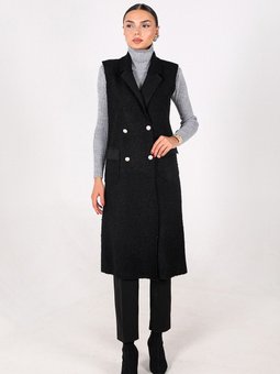 Siyah Uzun Keçe Yelek 32 2243