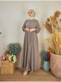 Giyim Mevlana Ferace Acı Kahve Renk Medine Ipeği Kumaş