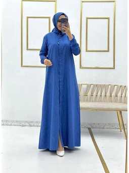 145 Cm Boyunca Keten Fermuarlı Yazlık Ferace