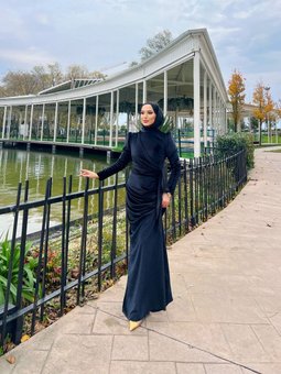 Yandan Bağlamalı Kadife Elbise