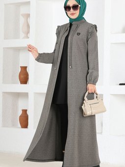 Fermuarlı Ferace Msl9043 Vizon