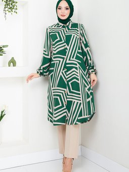 Gömlek Yakalı Viskon Tunik 2354bgs895 M Zümrüt Yeşili & Vizyon