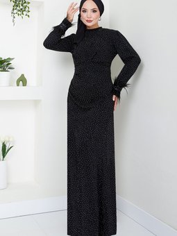 Otriş Detaylı Abiye Elbise 5620end900 M Siyah