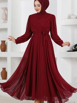 Şifon Abiye Elbise End5525 Bordo
