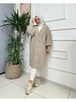 Harika Yumuşacık Kalın Saç Örgülü Triko Hırka