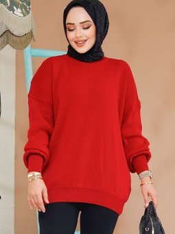 Kırmızı Kazak Tunik 17201k