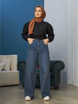 1133 Bol Paça Pantolon Koyu Mavi