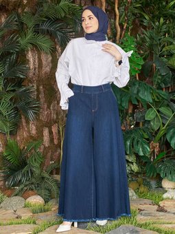 1153 Püsküllü Pantolon Etek Lacivert