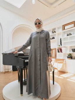 6648 Düğmeli Ferace Gri