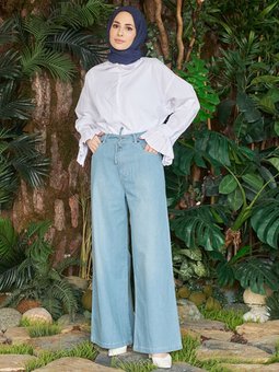 Belden Bağcıklı Mavi Pantolon 1123