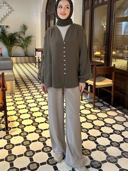 Poppy Düğmeli Gömlek Haki